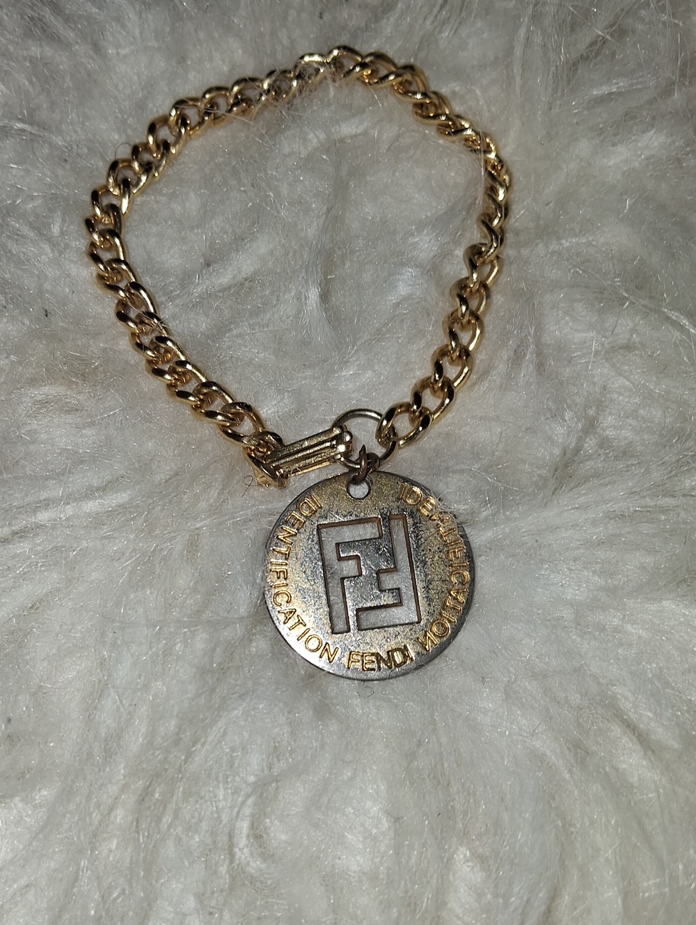 Fendi Pendant Upcycles W_Gold Chain Bracelet